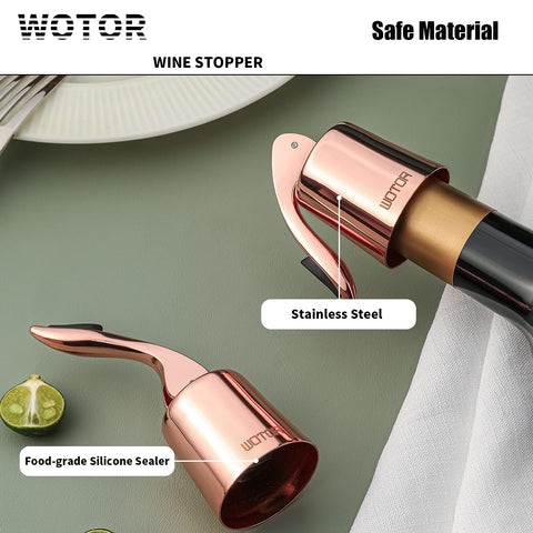WOTOR reusable wine stoppers fit most standard bottles for convenience.