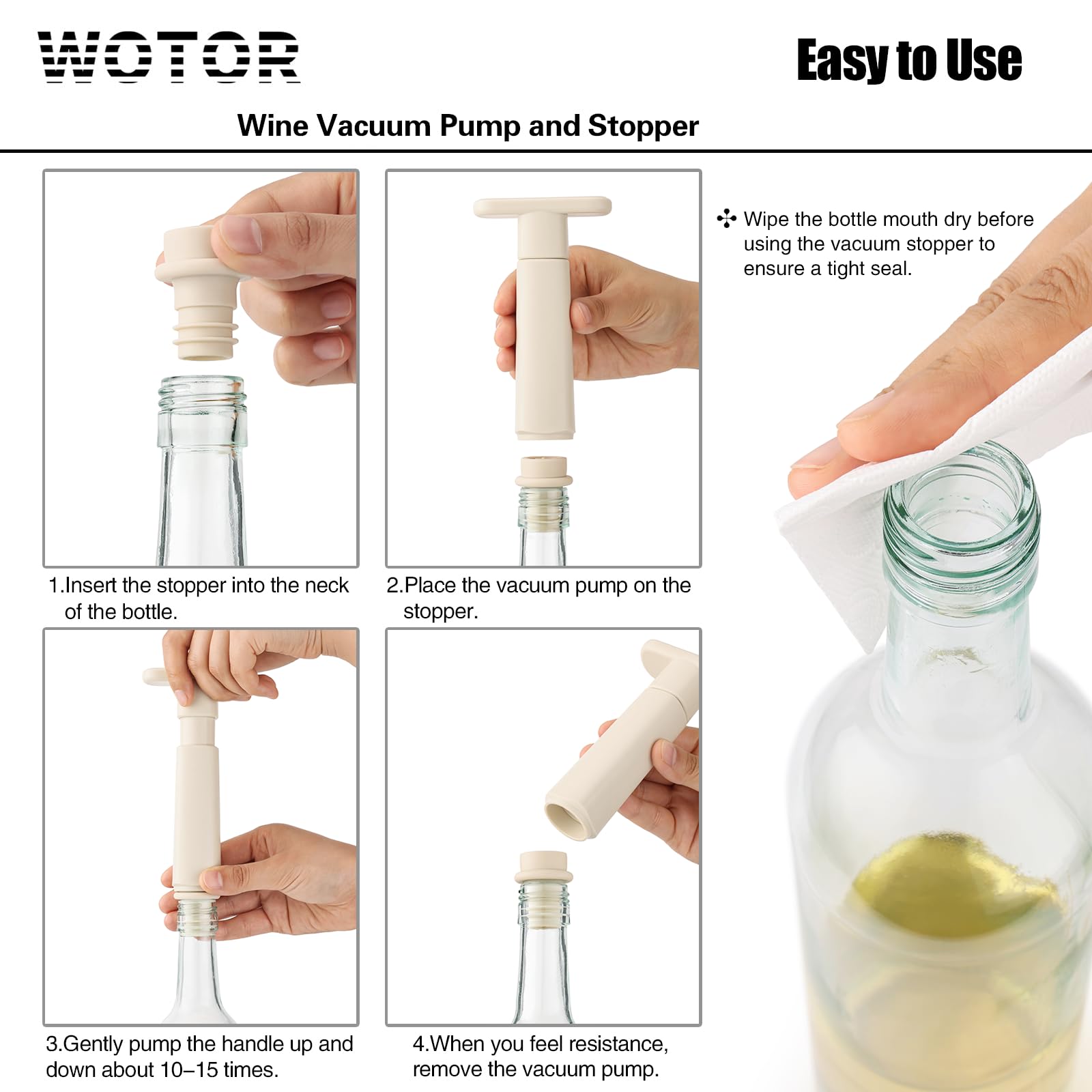 WOTOR sealed bottle cream illustration shows compact preserver at home