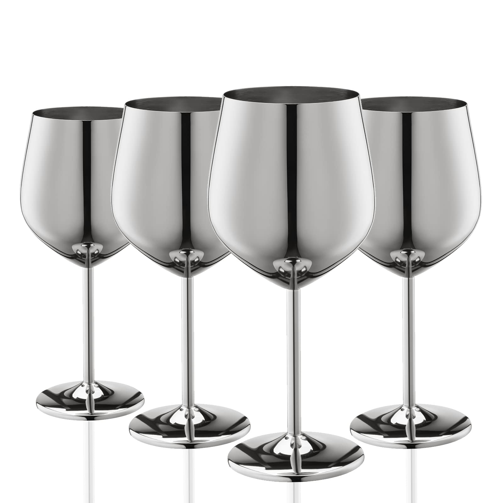 WOTOR stainless steel wine glasses 18oz set of four, unbreakable and stylish.