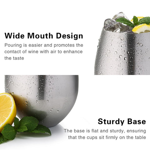 WOTOR stemless wine glasses base view emphasizes stability with broad flat base