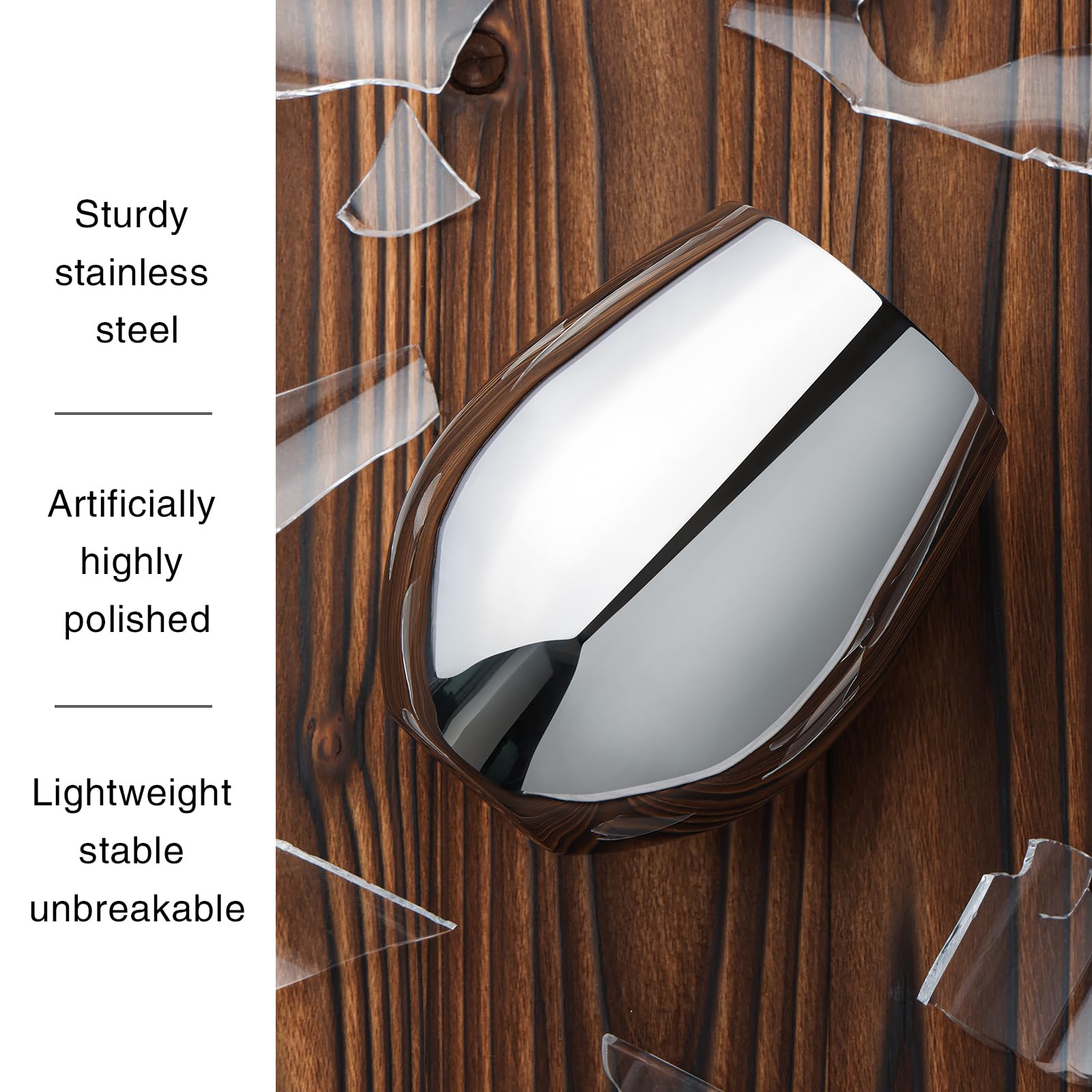 WOTOR stemless wine glass reflection closeup highlights mirror-like finish