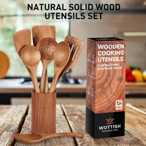 WOTTISH fried spatula wood handle with robust flipping action