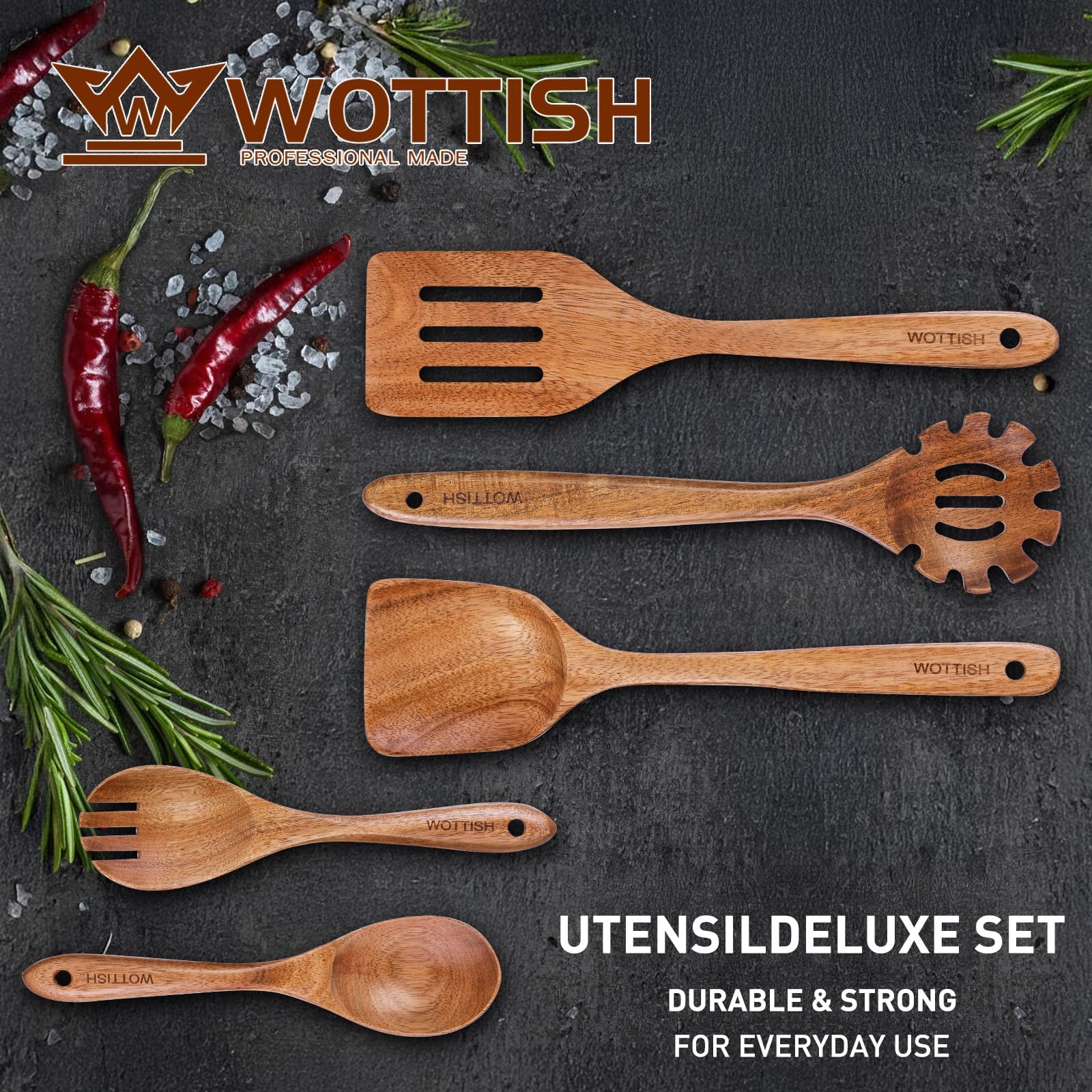 WOTTISH salad spoon ideal for tossing greens and serving salads.