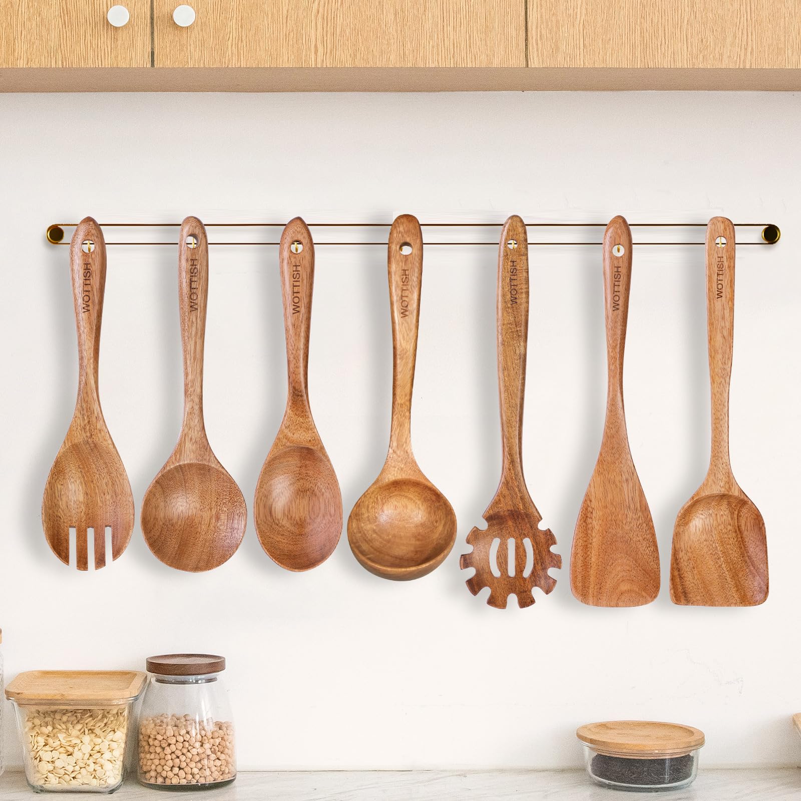 WOTTISH wooden ladle scoops soup with control