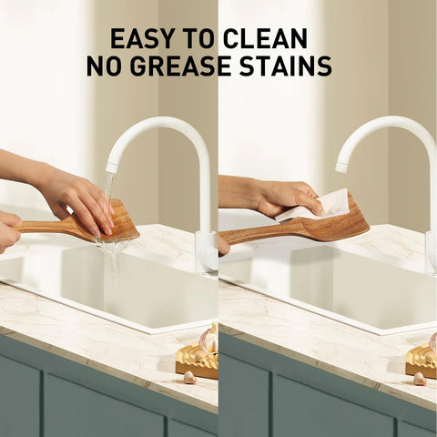 WOTTISH wooden spatula shown for high heat cooking