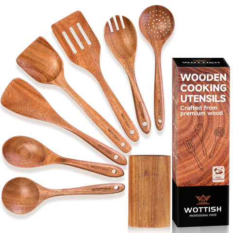 WOTTISH wooden utensil set shown ready for compact storage