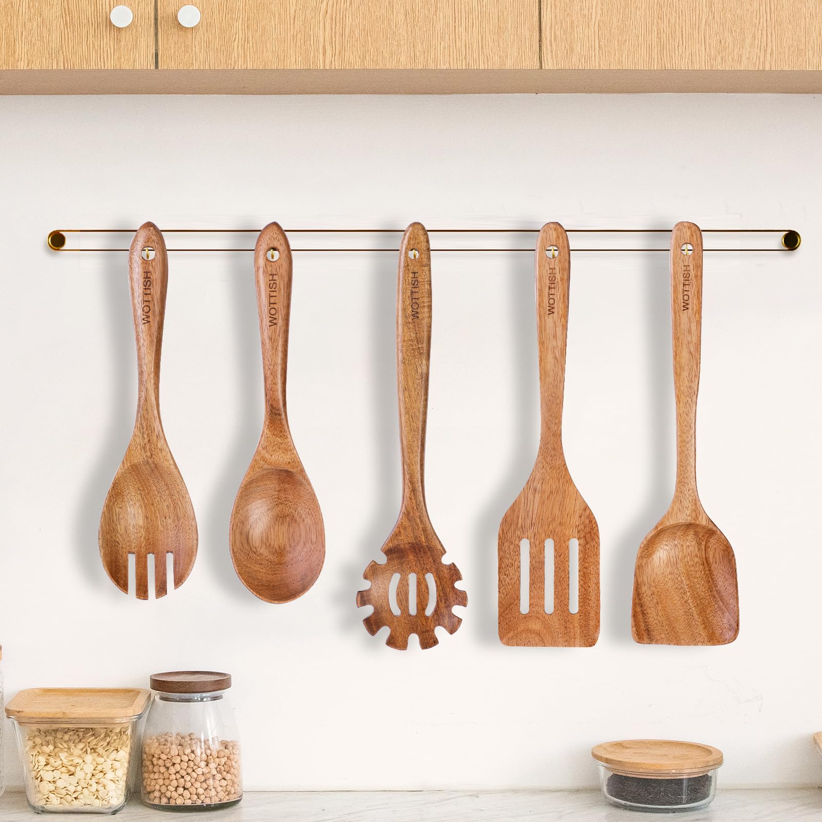 WOTTISH wooden utensils heat resistance supports high-heat cooking without scratches.