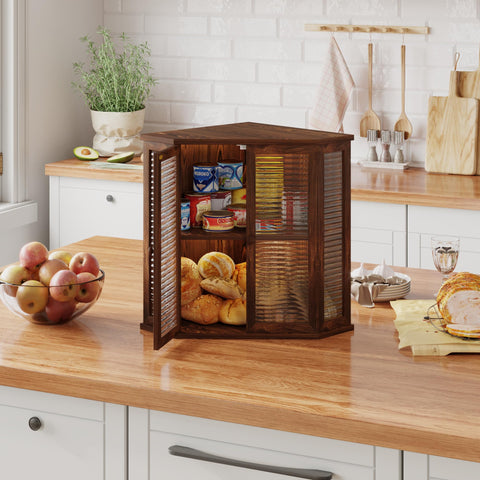 WouZglk bread box interior shows two-tier capacity for bread and pastries