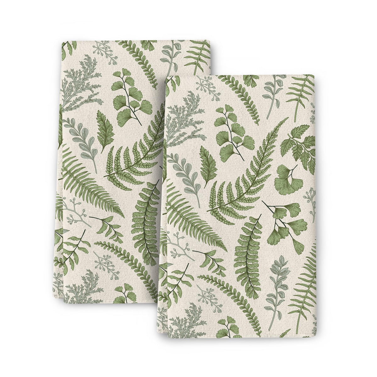 Wovoto Cute Botanic Dish Towel with sage green leaf print, highly absorbent for drying