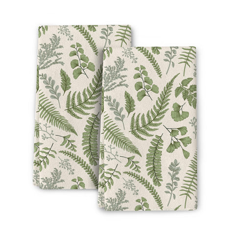 Wovoto Cute Botanic Dish Towel with sage green leaf print, highly absorbent for drying