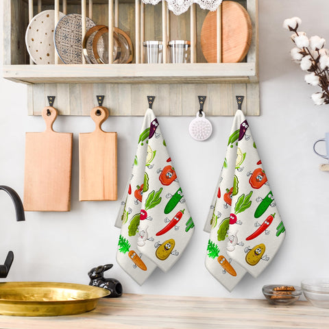 Wovoto funny vegetables towels add farmhouse charm while handling spills
