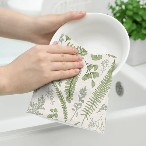Wovoto green herbs dishcloth set, versatile for drying dishes and hands