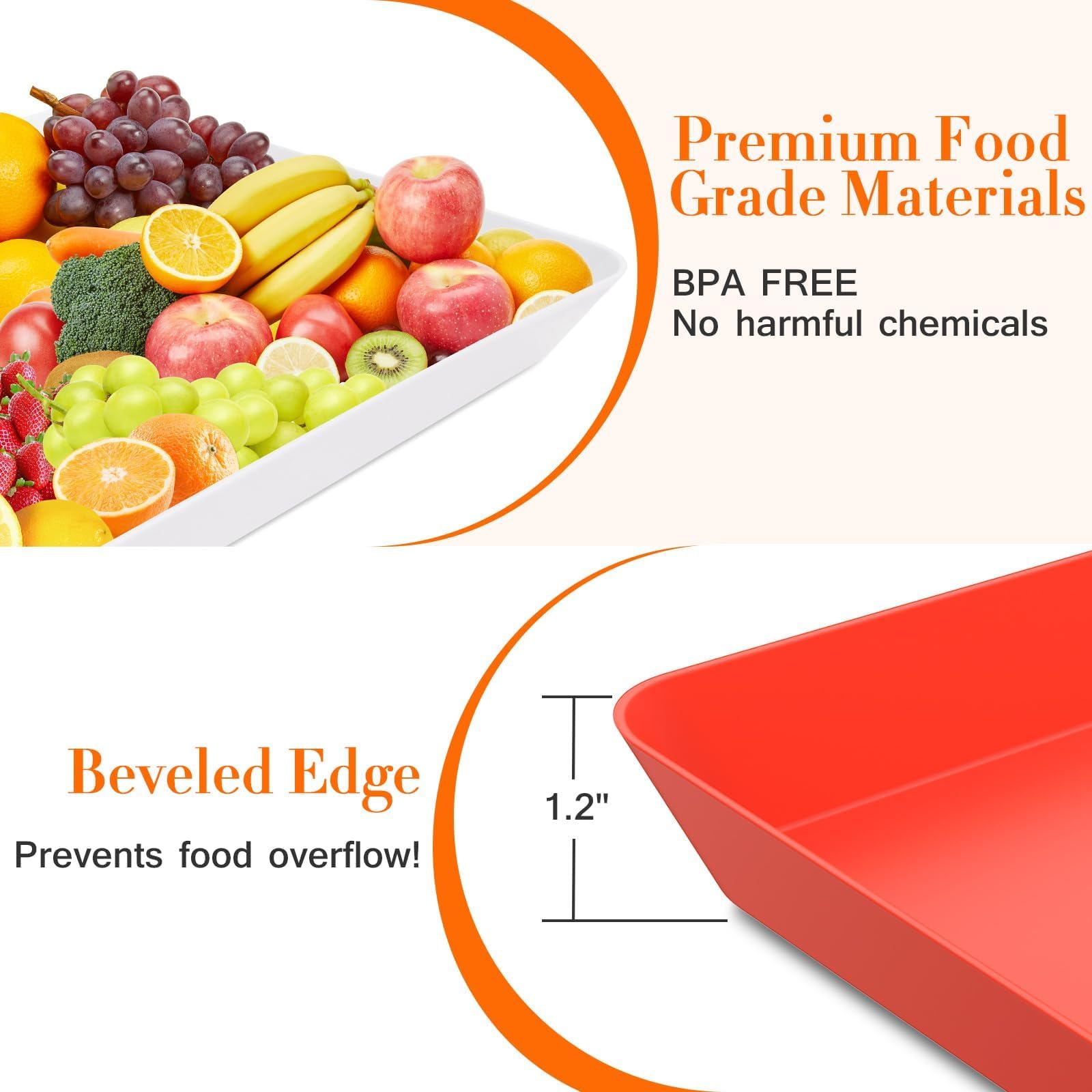 WOWBOX 4-pcs serving tray set in green, great for fresh fruit displays.