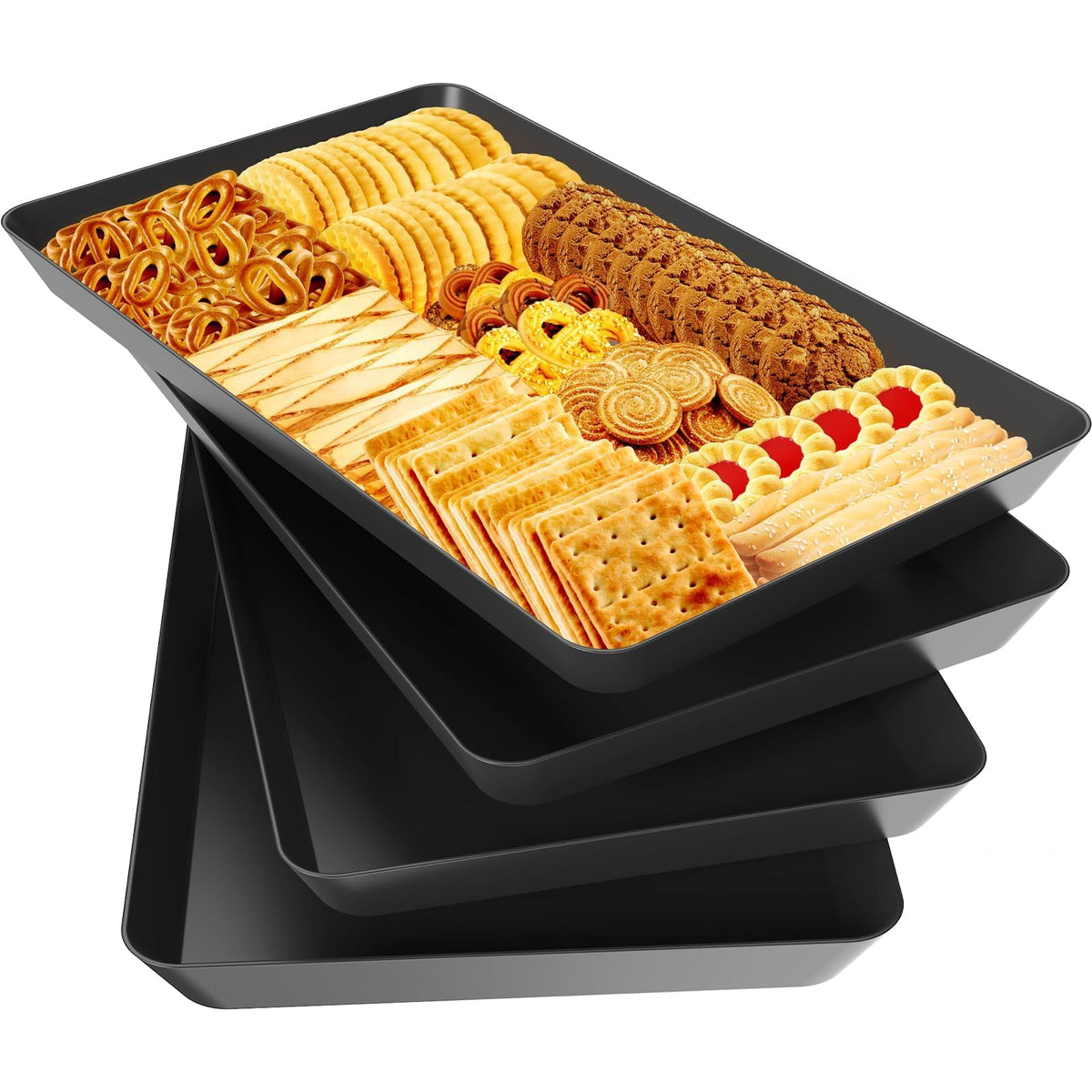 WOWBOX four-piece serving tray set with ample space for fruit and snacks