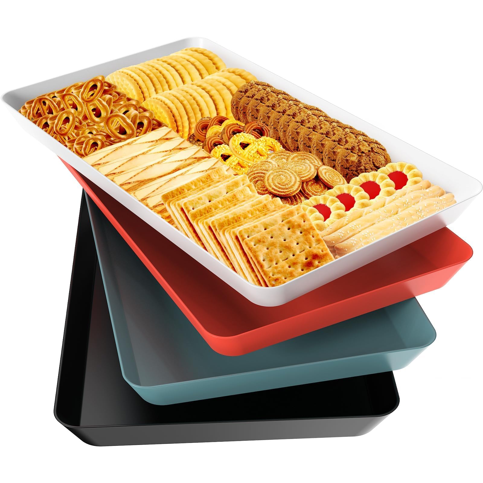 WOWBOX 4-pcs serving tray set in white, ideal for stylish entertaining.