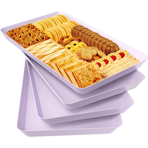 WOWBOX 4pc purple serving tray set for stylish entertaining.