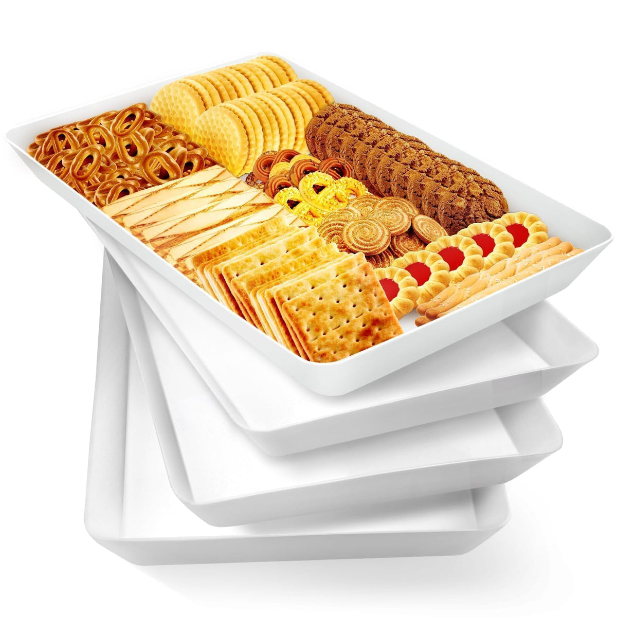 WOWBOX 4pc serving trays for entertaining with ample snack space
