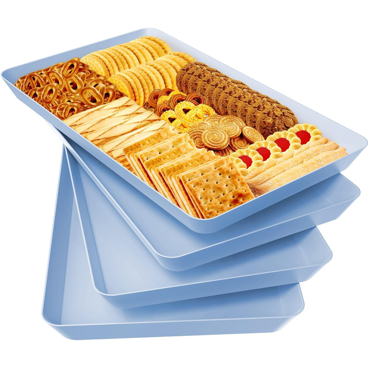 WOWBOX 4pcs serving tray set shown for entertaining with ample space for snacks