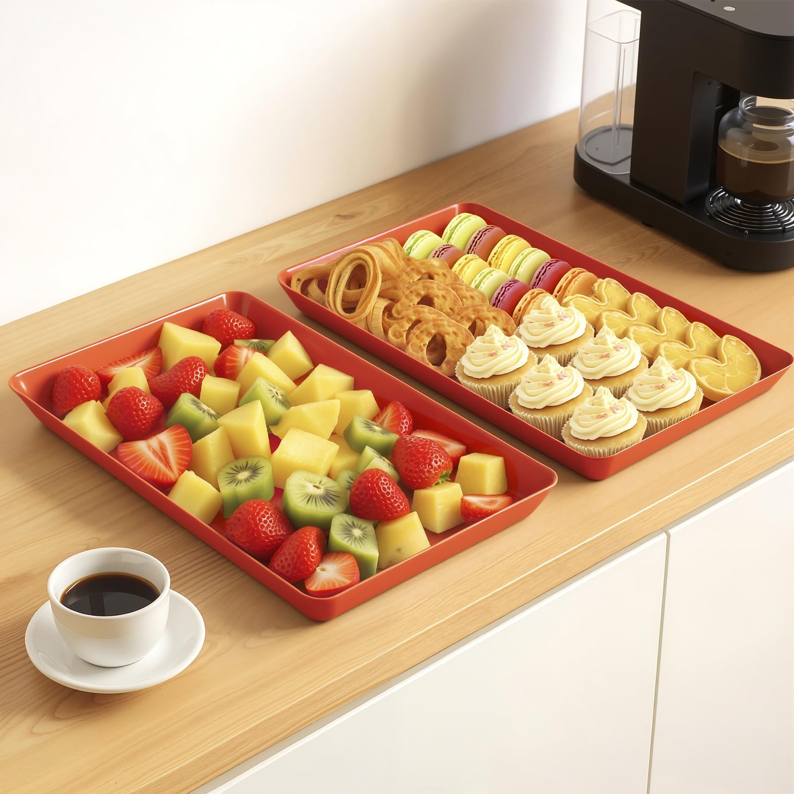 WOWBOX easy-clean, stackable serving tray for space-saving storage.