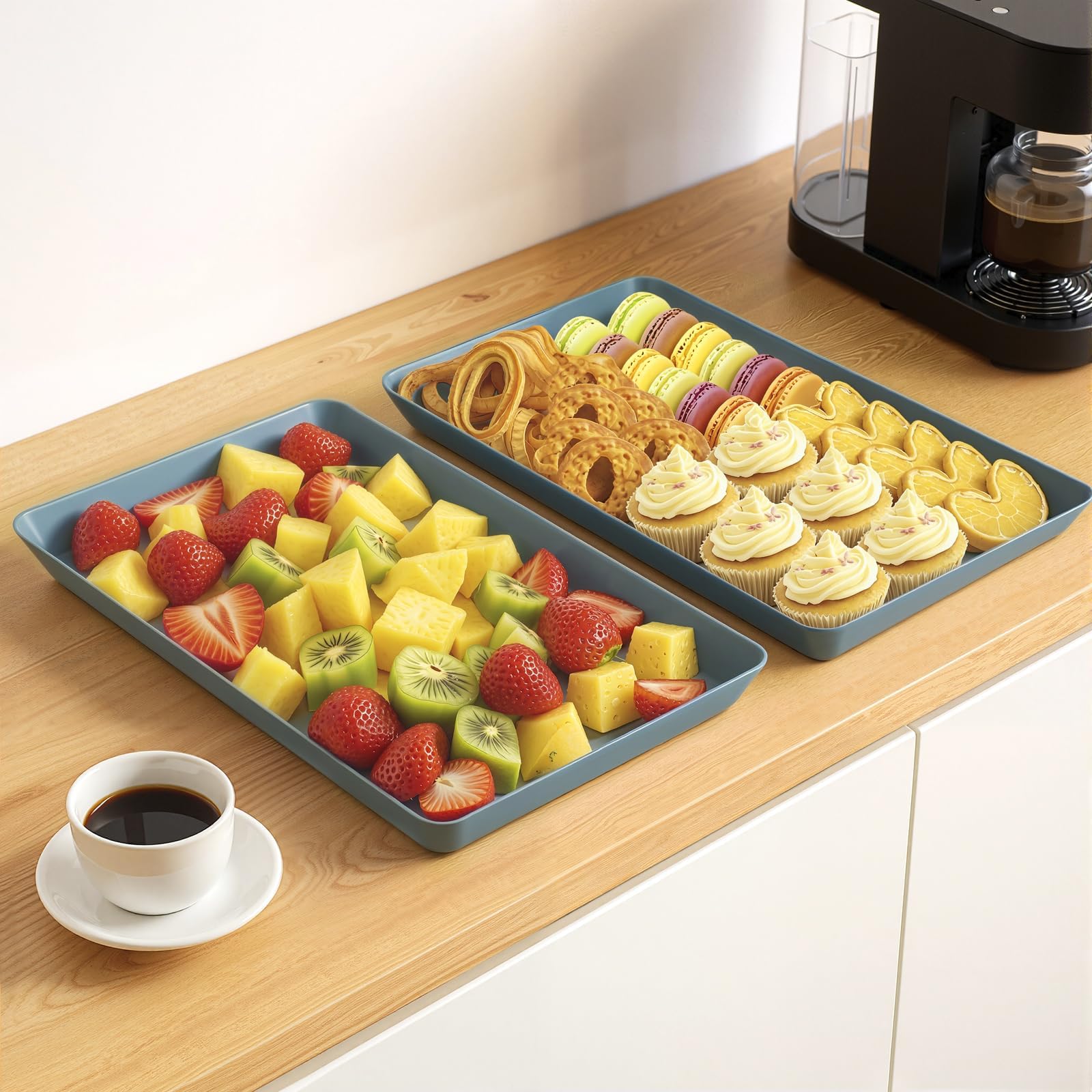 WOWBOX green trays in action at a party setting