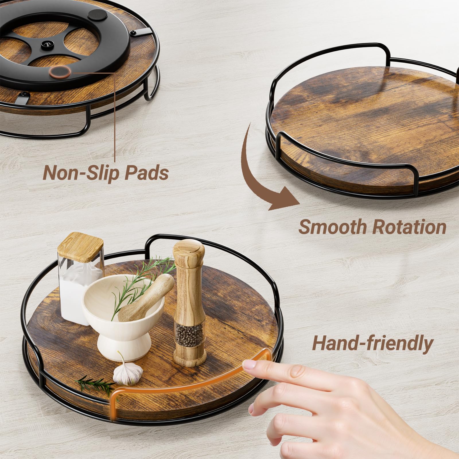 WOWBOX ready-to-use Lazy Susan highlighting no assembly required.