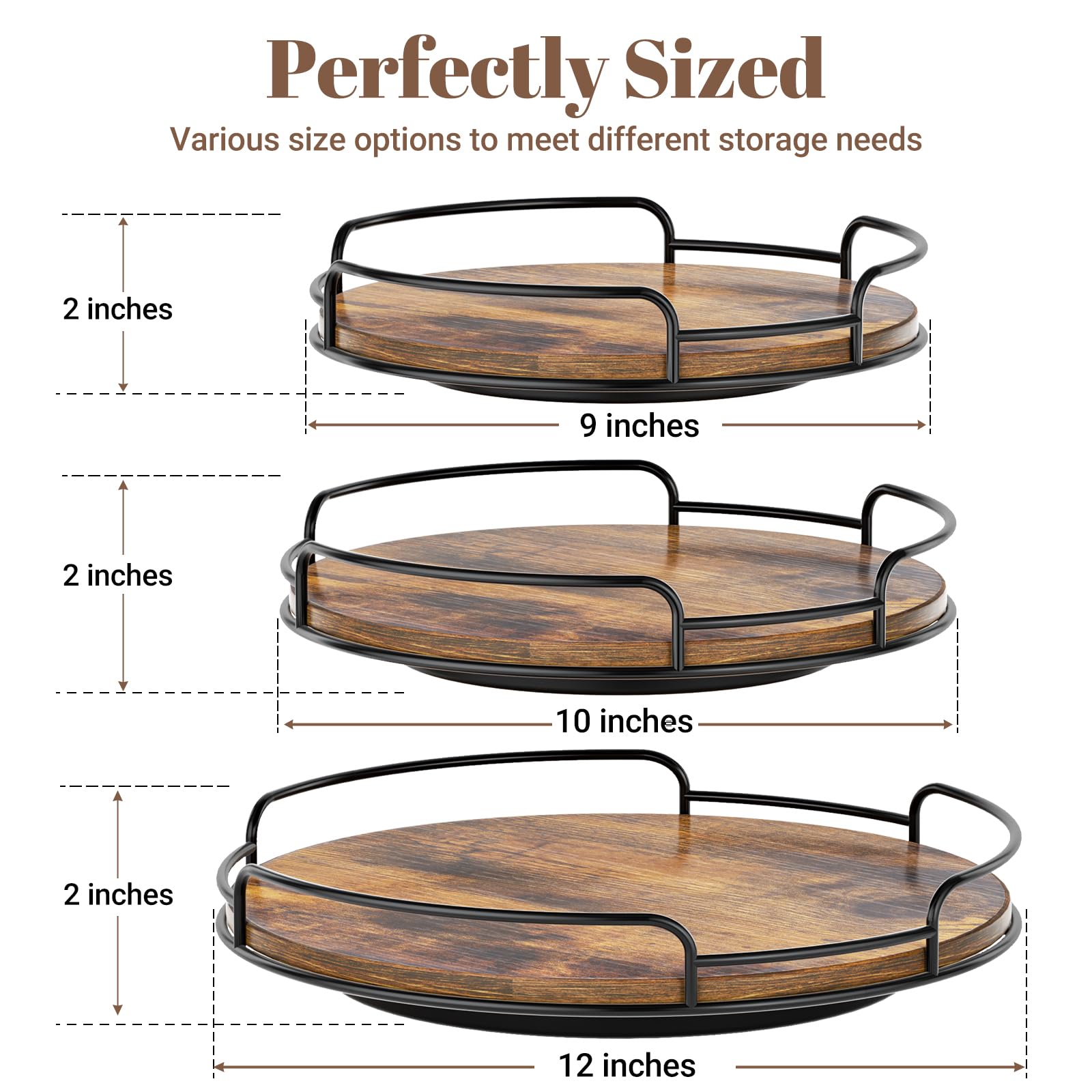 WOWBOX wood-lazy-susan-360-degree-rotation with non-slip pad for kitchen use.