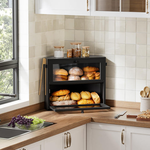 WOWLIVE bamboo bread box natural finish highlights durable, moisture-resistant material