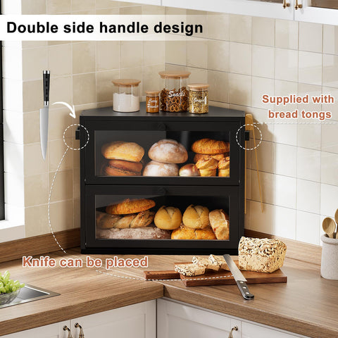 WOWLIVE bread box clear acrylic panel lets you see contents at a glance