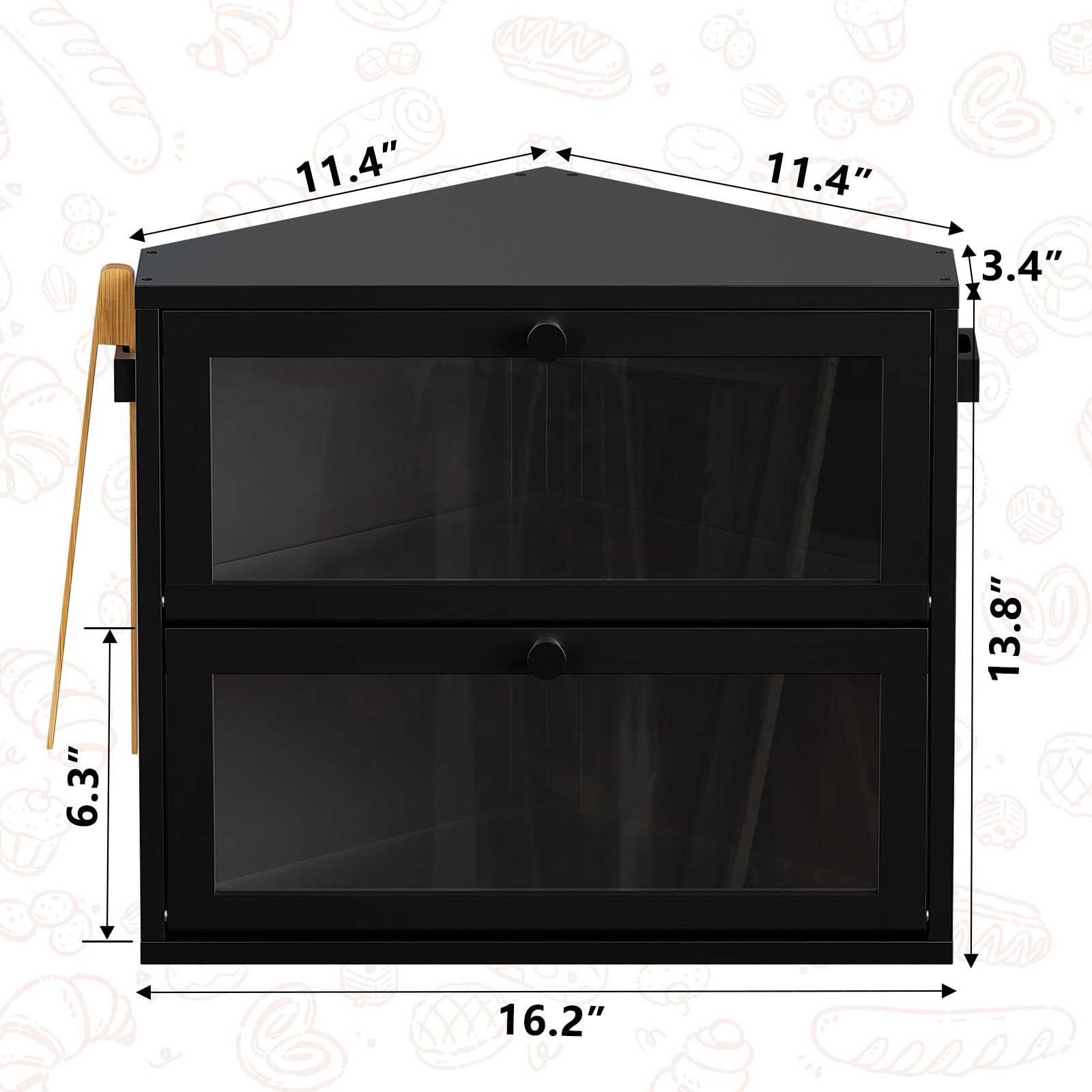 WOWLIVE corner bread box double-tier open displays two storage levels