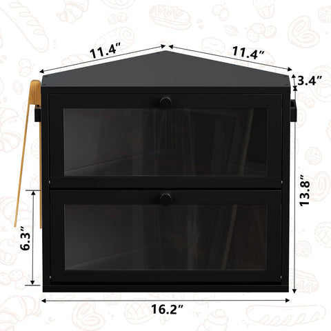 WOWLIVE corner bread box double-tier open displays two storage levels