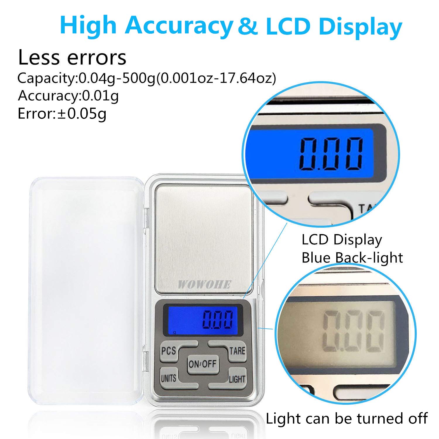 WOWOHE precision LCD display for clear readings in any light
