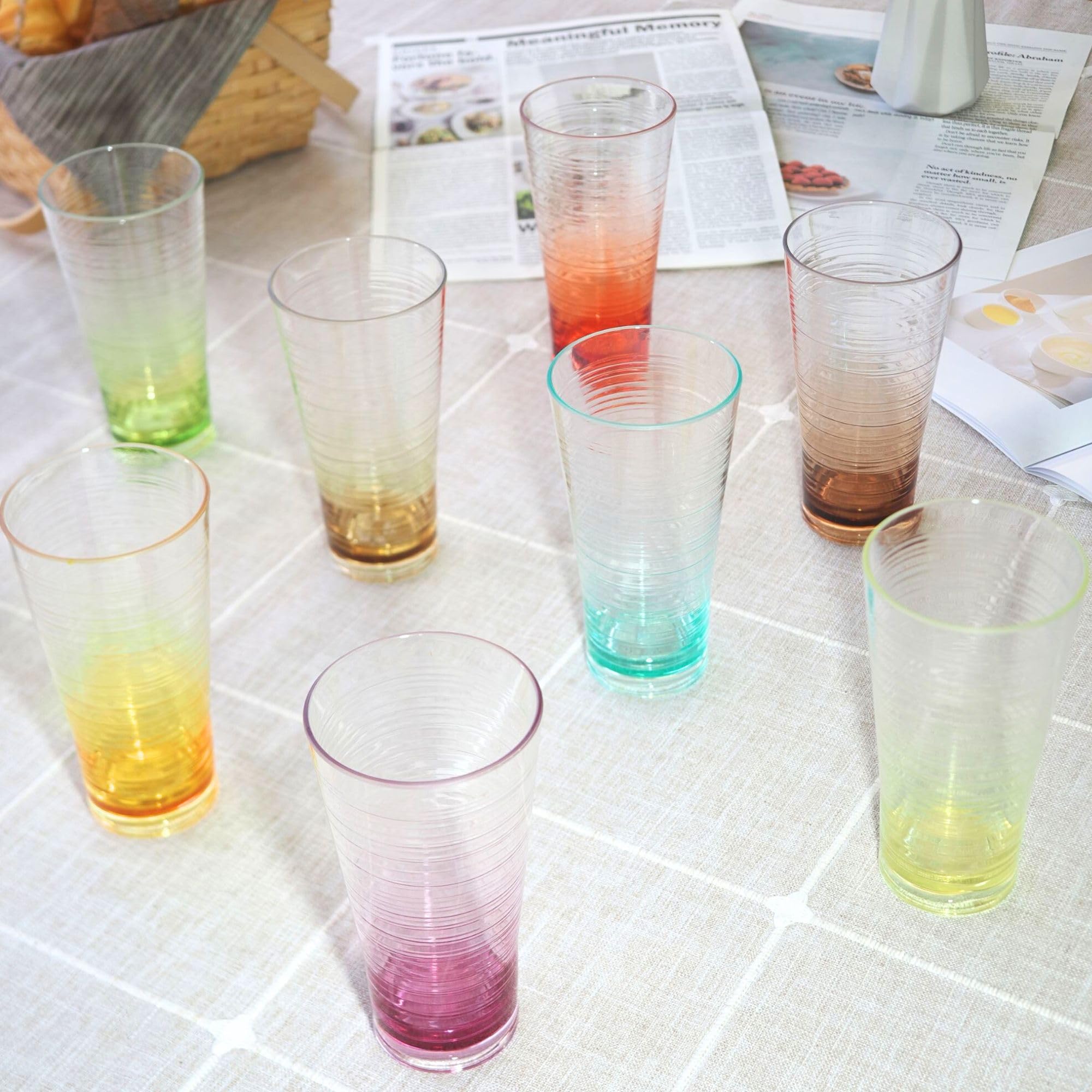 WowProLiv Ombre Tumbler Lime 20oz, stackable for compact kitchen storage.