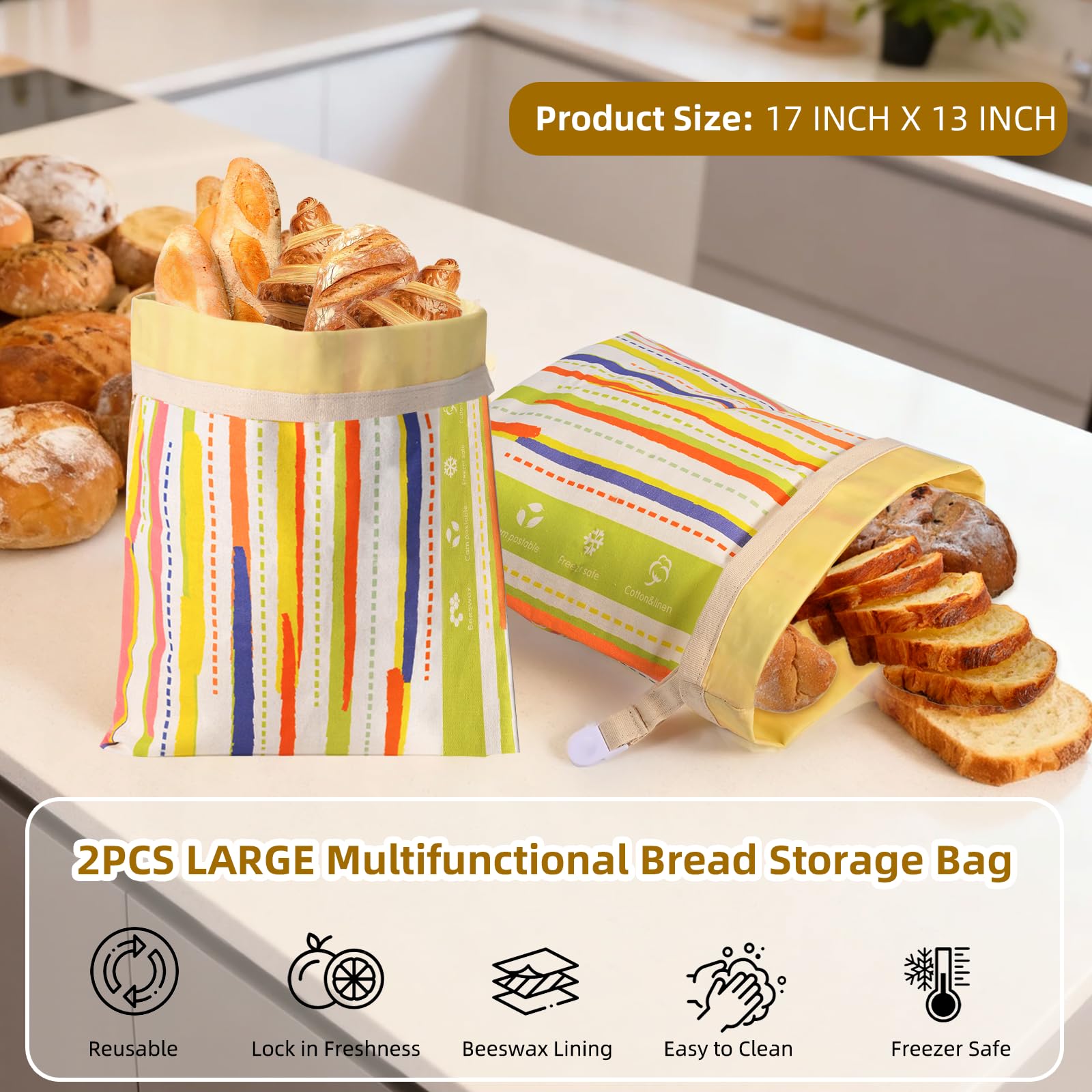 Wozskaf breathable cotton-linen beeswax bag supports airflow while preserving bread freshness.