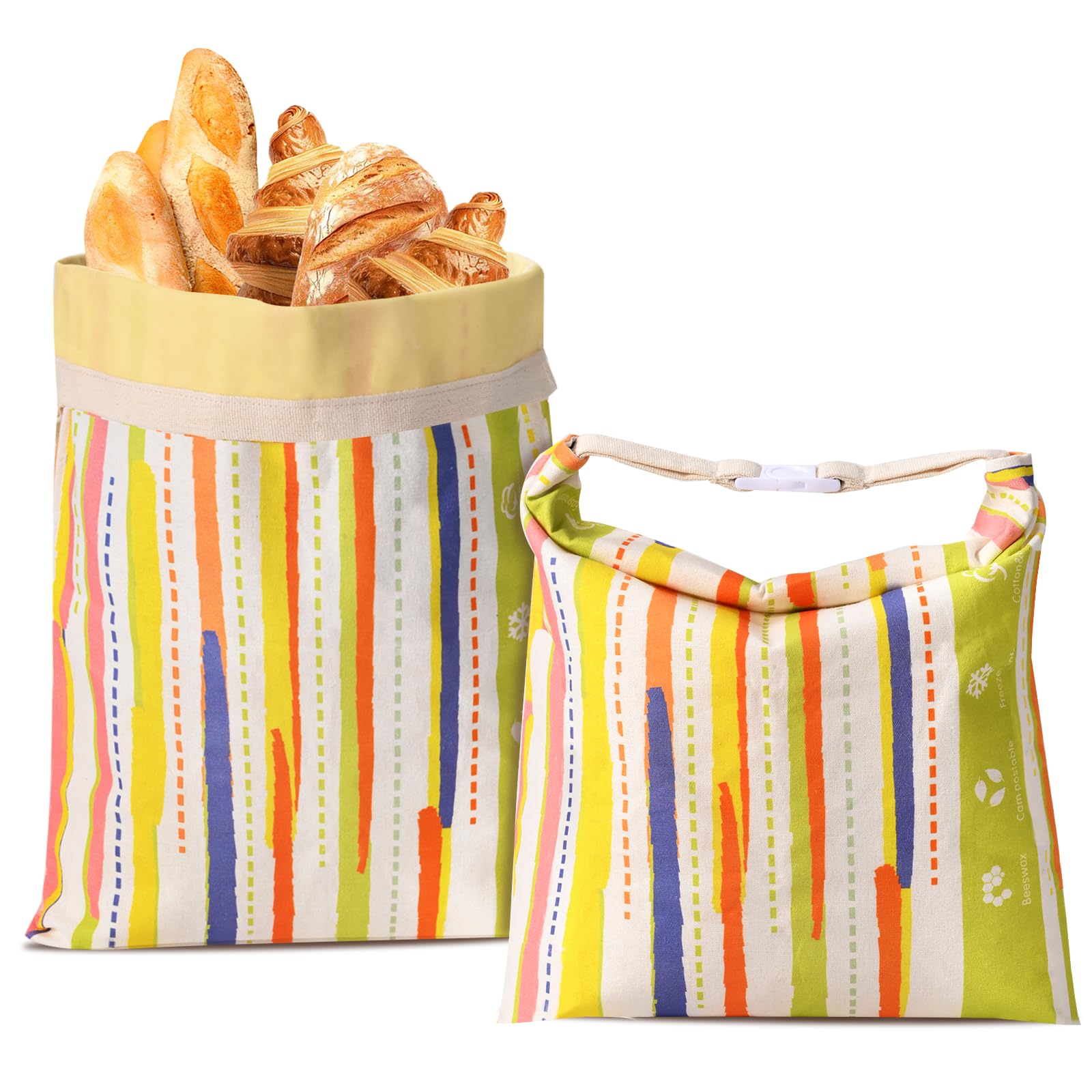 Wozskaf beeswax bread bags XL set keeping sourdough fresh and organized.
