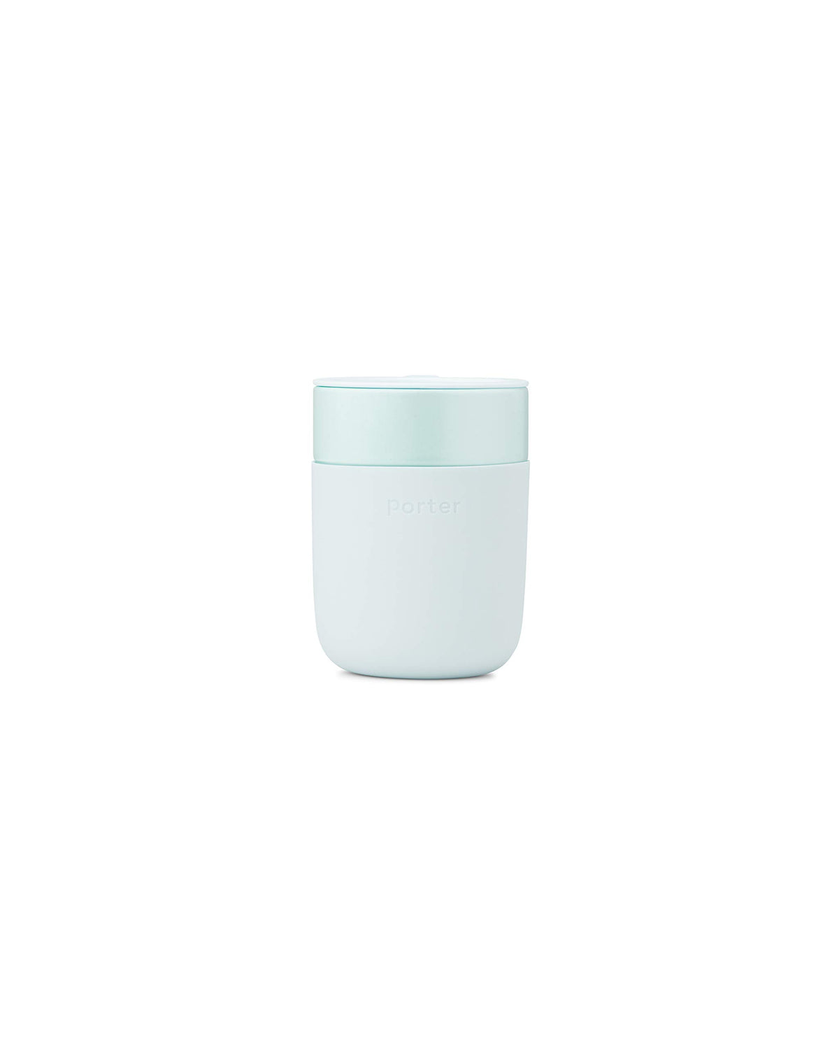 W&P Porter ceramic mug with mint silicone sleeve for a comfortable grip during hot drinks