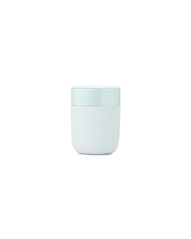 W&P Porter ceramic mug with mint silicone sleeve for a comfortable grip during hot drinks