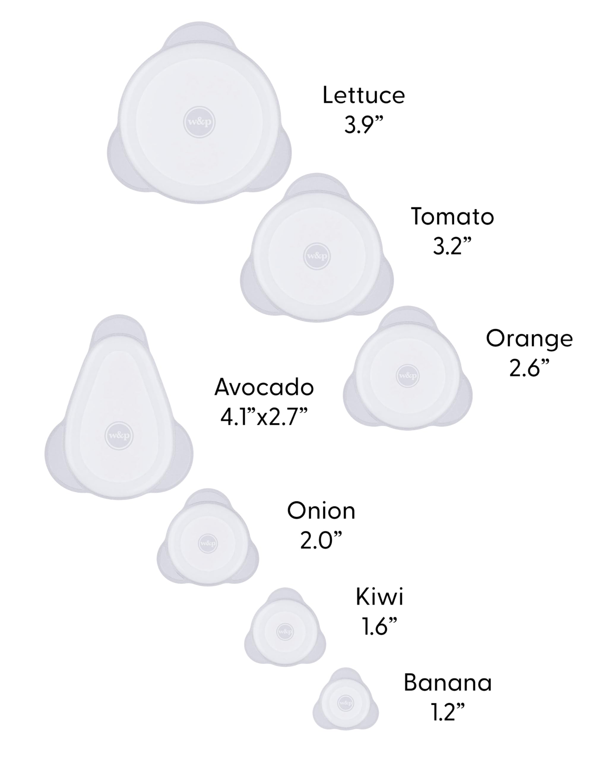 W&P Produce Savers 4.1-inch lid seals avocados and melon halves.