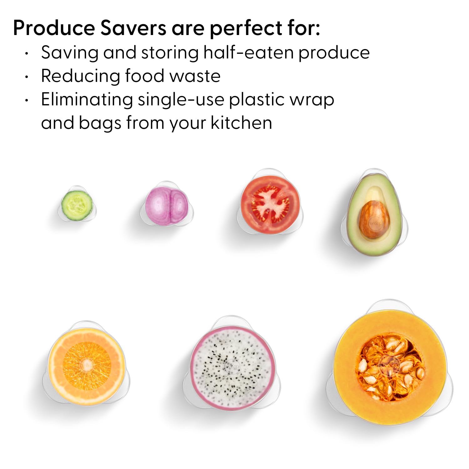 W&P Produce Savers 1.6-inch lid seals leafy halves to reduce browning.