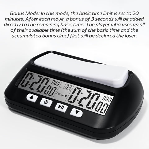 WQV Digital Chess Clock bottom switches reduce accidental adjustments during games
