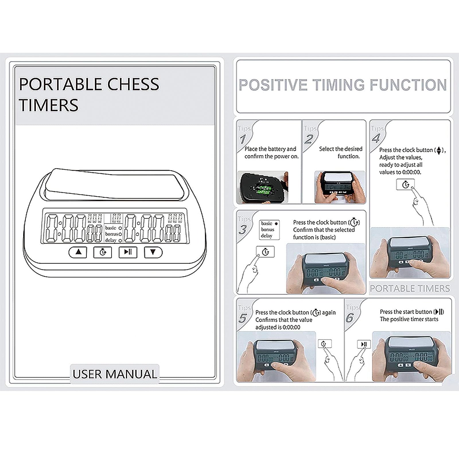 WQV Digital Chess Clock dimensions noted for desk setup