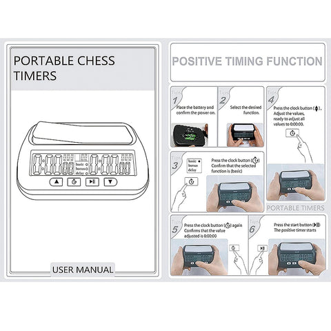 WQV Digital Chess Clock dimensions noted for desk setup