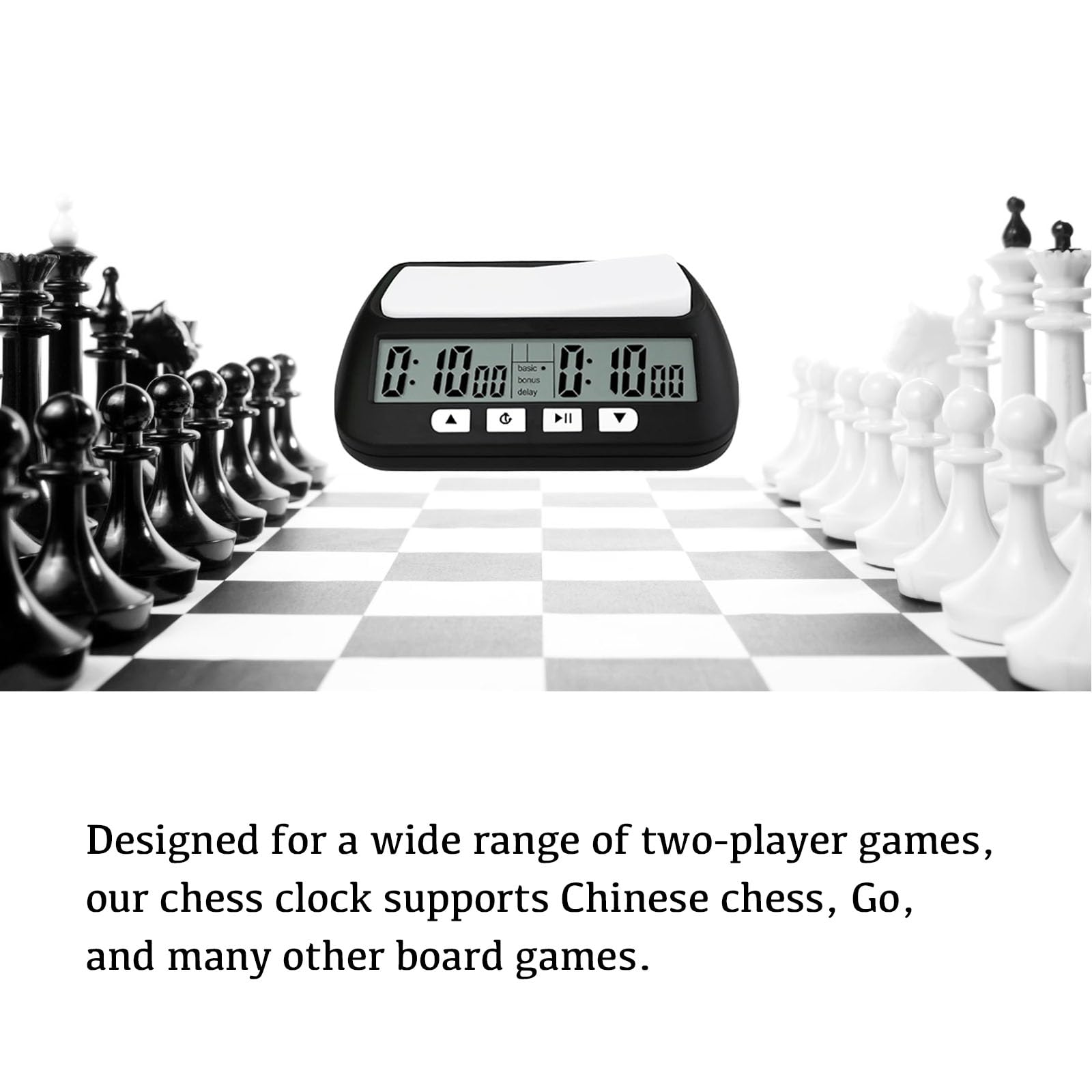 WQV Digital Chess Clock packaging shown with compact contents