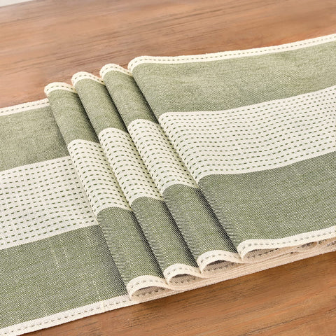 Wracra farmhouse macrame pattern in cream and green elevates table aesthetics