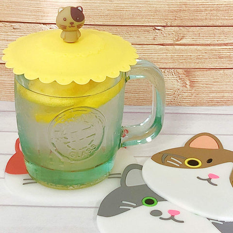 Wrapables Animal Ears silicone lid prevents spills on mugs and bowls.