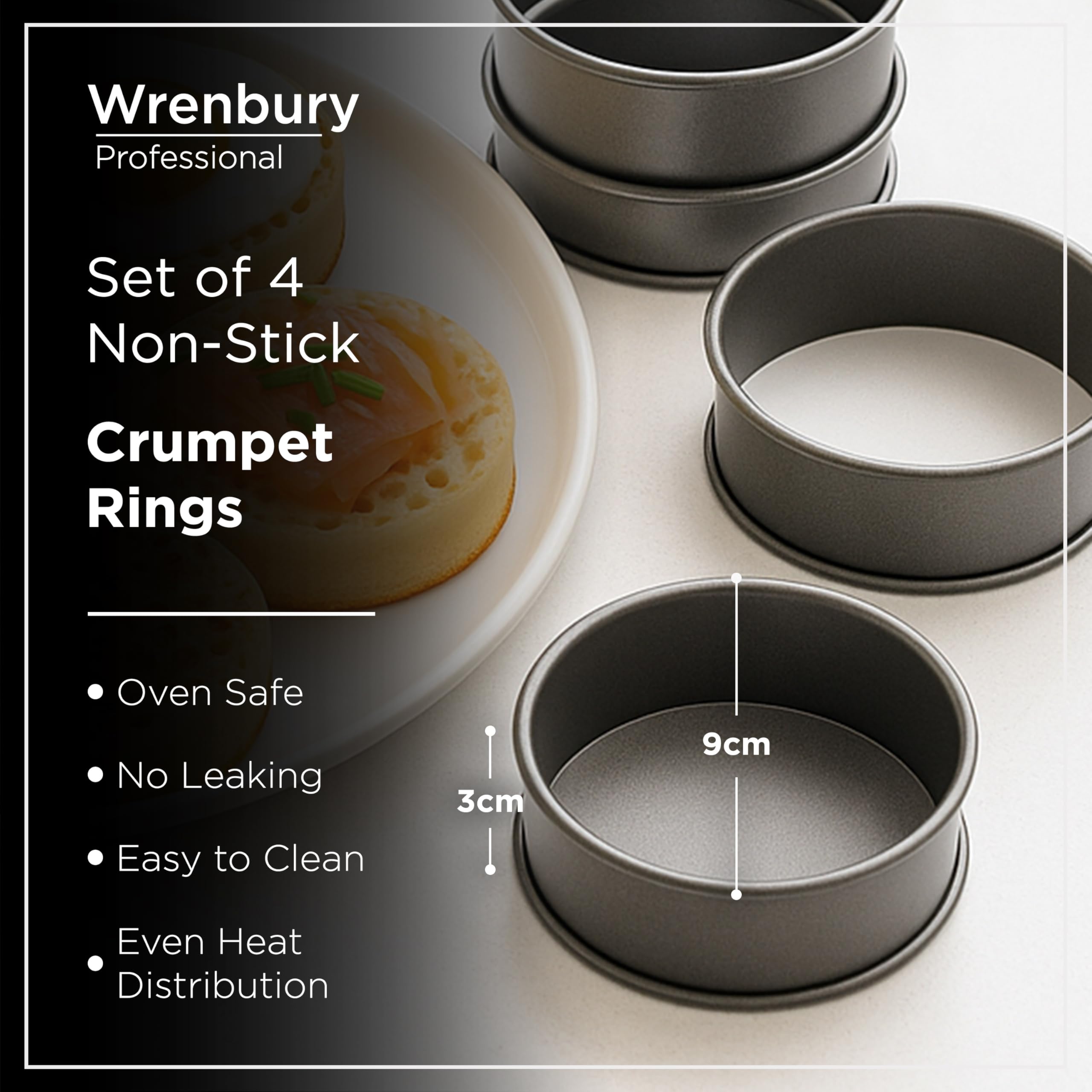 Wrenbury Crumpet Rings close-up showing nonstick surface for easy release