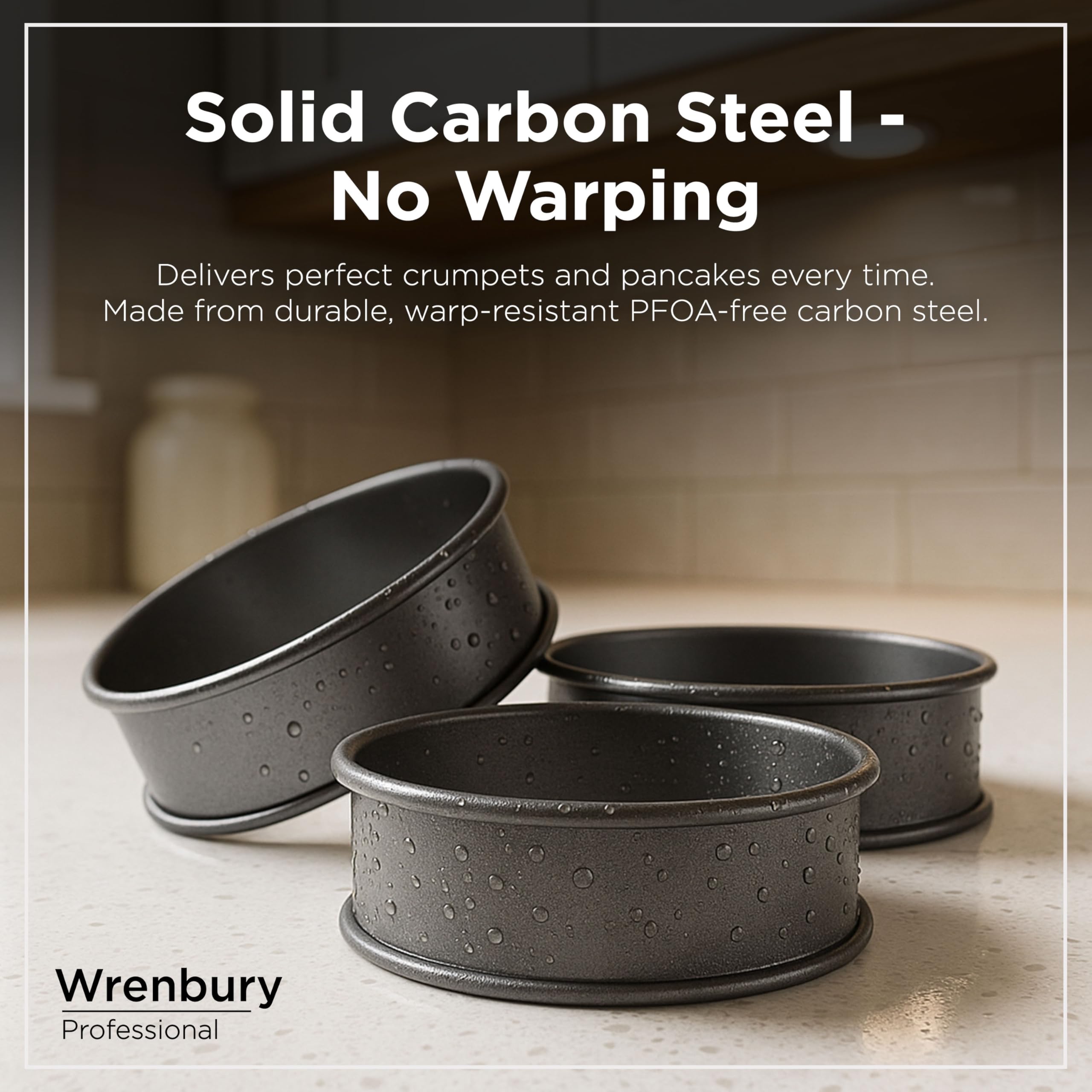 Wrenbury Crumpet Rings produce golden-brown pancakes with consistent depth