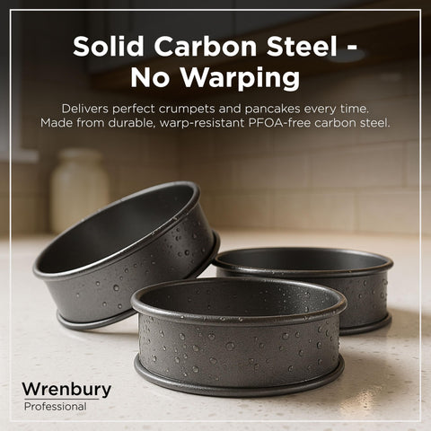 Wrenbury Crumpet Rings produce golden-brown pancakes with consistent depth