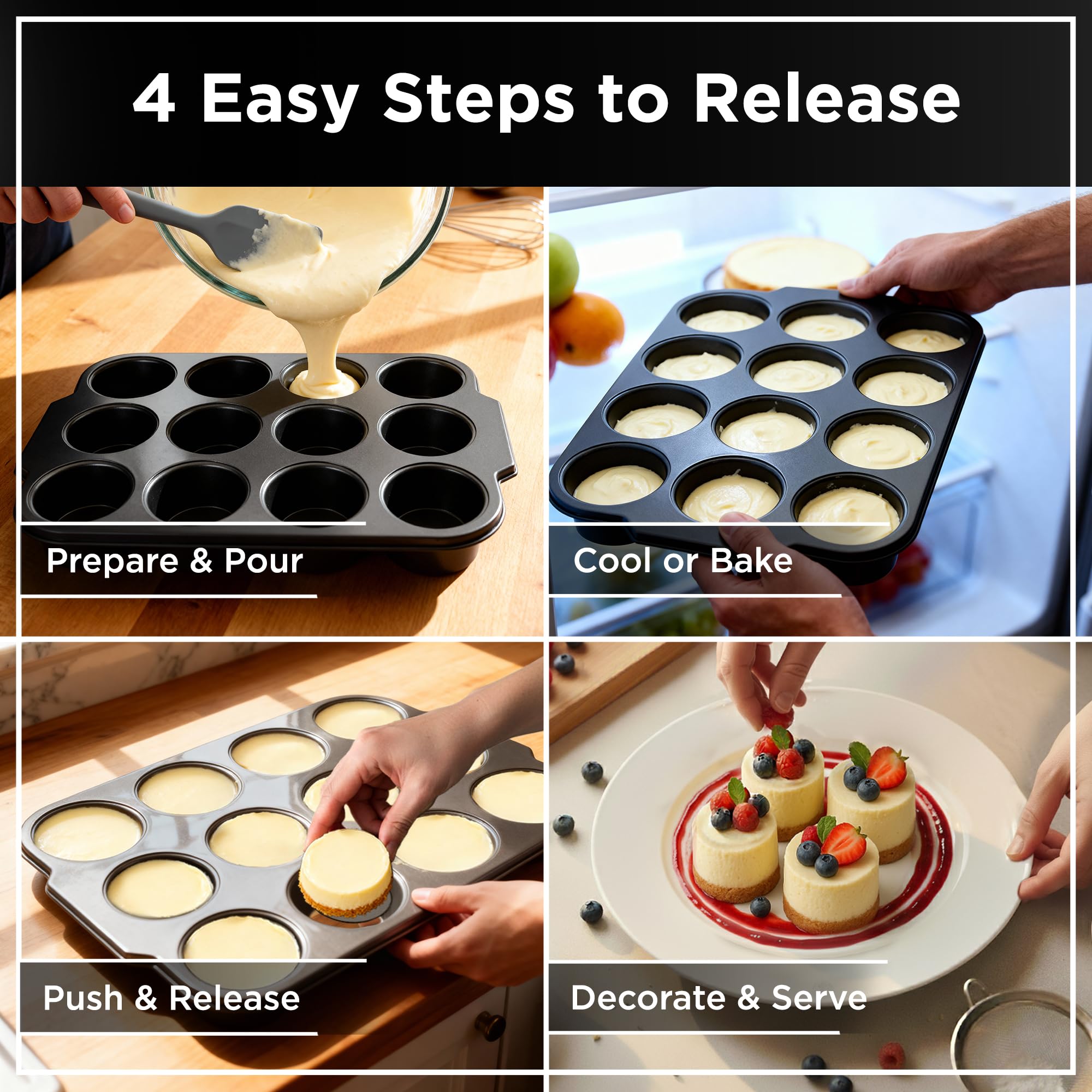 Wrenbury Pro Mini Cheesecake Pans dishwasher and freezer safe.