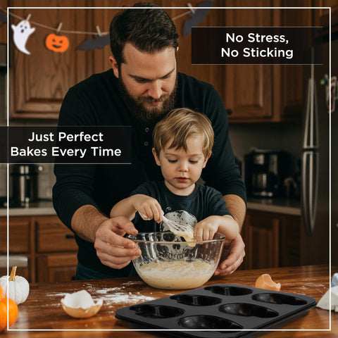 Wrenbury skull brownie pan demonstrates easy release and effortless cleaning.
