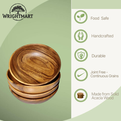 WRIGHTMART 7-inch acacia bowls shown with fresh salad
